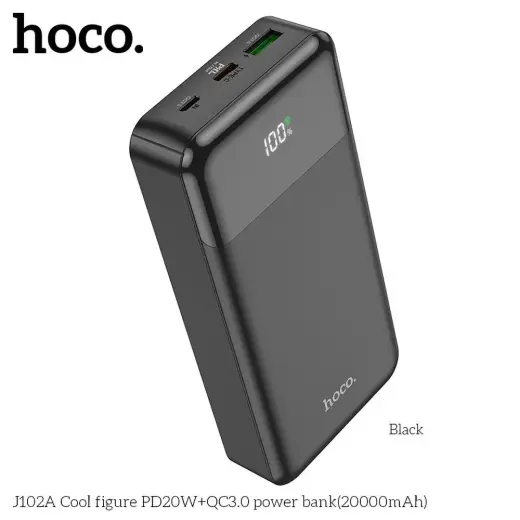 Внешний аккумулятор (powerbank) Hoco J102A | 20 000 мА·ч | 20 Вт | PD, QC | чёрный