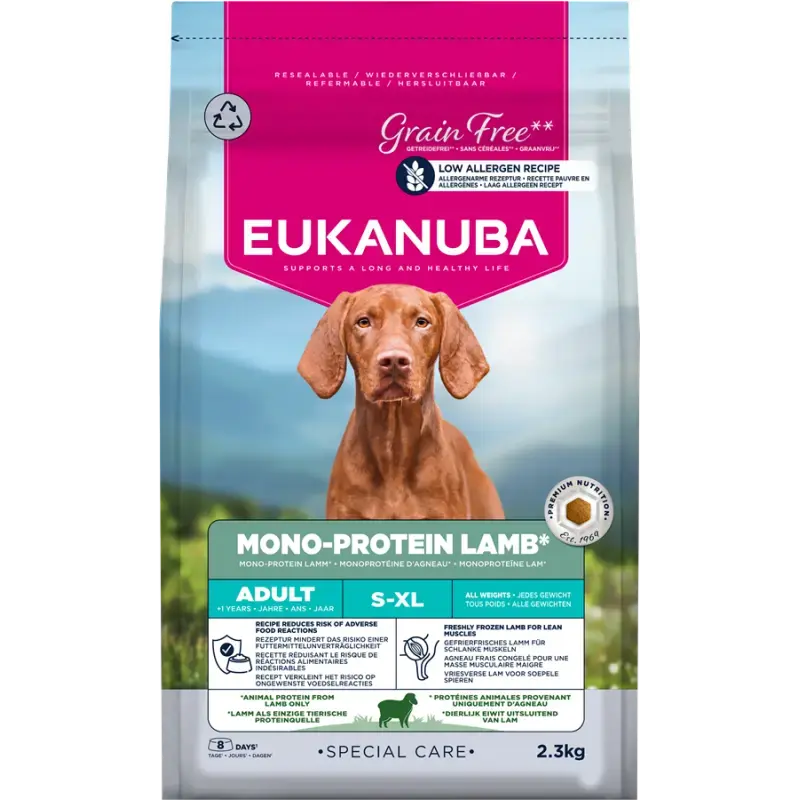 Sausa barība suņiem - Eukanuba Adult special Care Mono protein Lamb 2.3kg