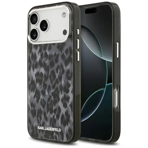 Etui Karl Lagerfeld IML Leopard Pattern   MagSafe do iPhone 17 Pro Max czarny