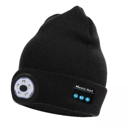 CAP WITH A LED TORCH  BLACK