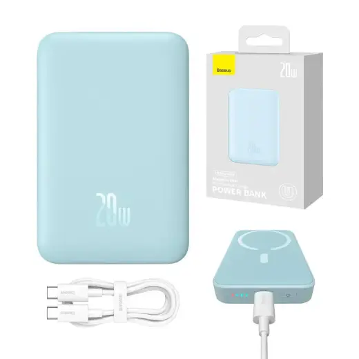 Внешний аккумулятор (powerbank) Baseus Magnetic Mini 10000mAh 20W MagSafe (синий)