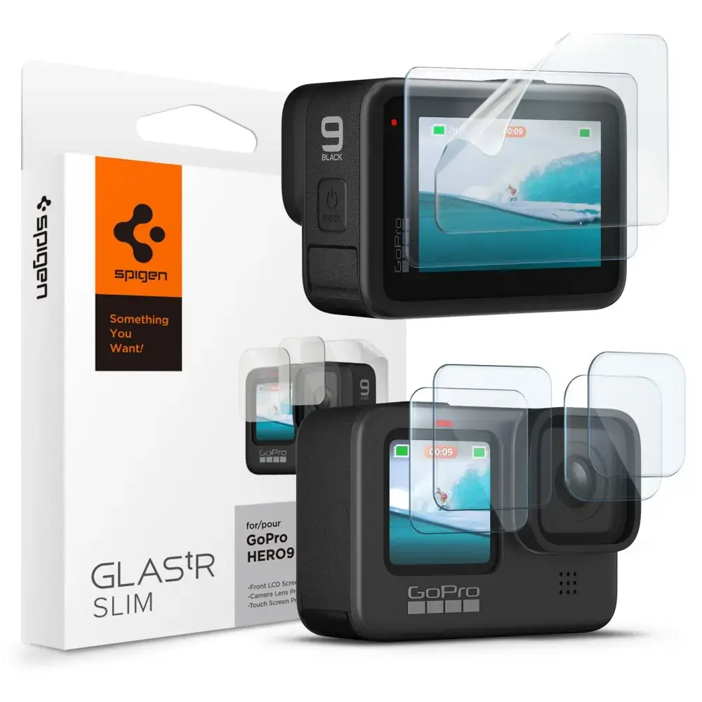 SPIGEN GLAS.TR SLIM RŪDĪTS STIKLS + PLĒVE 2 KOMPLEKTIEM GOPRO HERO 9 | 10 | 11 | 12 CAURSPĪDĪGS
