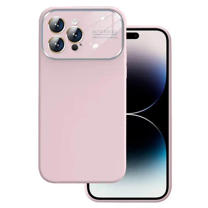 Soft Silicone Lens Case for Iphone 14 light pink
