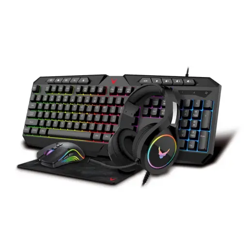 Varr Squad VG4IN1SET03 4 in 1 Spēļu Combo Komplekts Pele | Klaviatūra | Austiņas | Paliktnis
