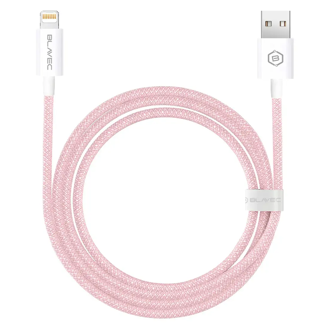 Blavec Candy data transfer and charging cable | USB-A to Lightning | 12W | 3m | pink