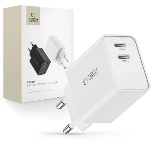 Tech-Protect C35W travel charger | 35W | PD | USB-C | white