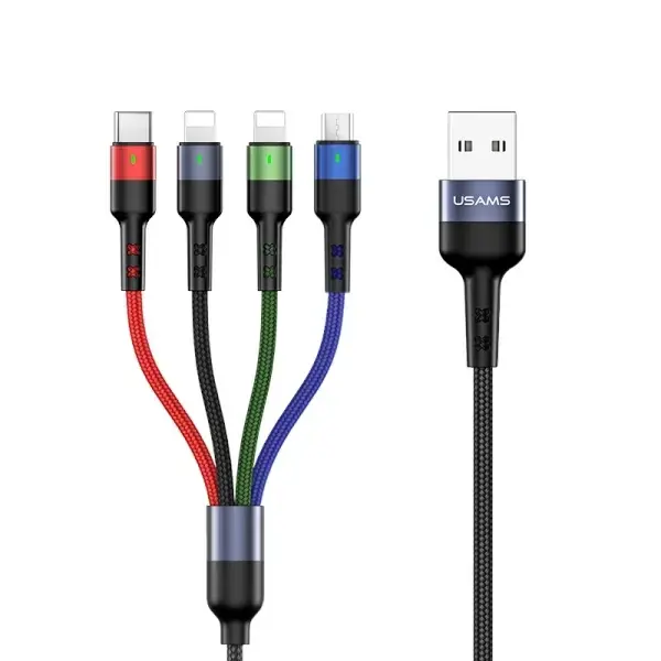 USAMS U26 4IN1 3-in-1 datu pārraides un uzlādes vads | USB-A uz Lightning | 10W | 0.35m