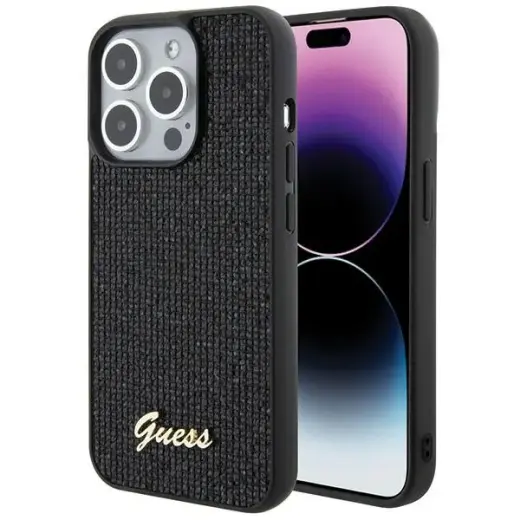 Guess GUHCP15LPMSDGSK iPhone 15 Pro 6.1" czarny|black hardcase Disco Metal Script