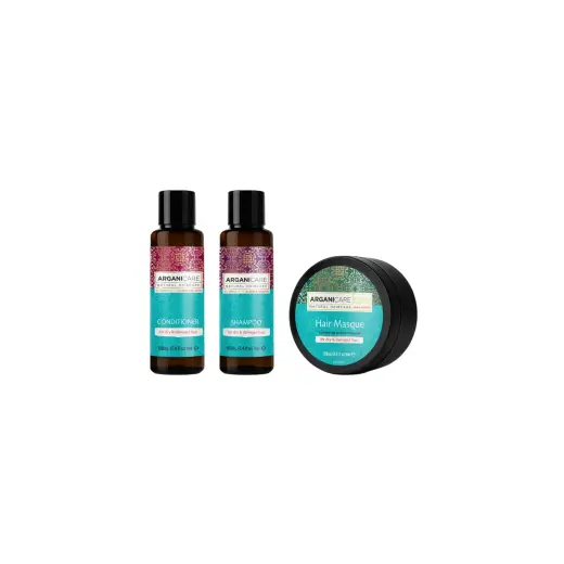 Set Arganicare: Argan Oil & Shea Butter, Hair Treatment Cream Mask, Repair, Moisturizing, 100 ml + Argan Oil & Shea Butter, Hair Shampoo, Repairing & Moisturising, 100 ml + Argan Oil & Shea Butter, Hair Conditioner, Repairing & Moisturising, 100 ml