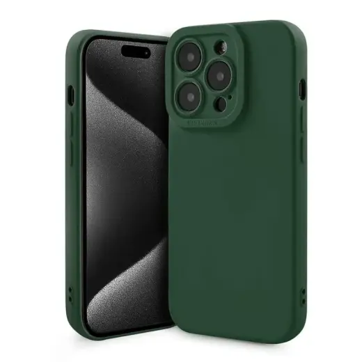 Fusion Softy kaitsev silikoonümbris Apple iPhone 15-le, roheline