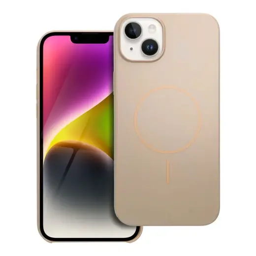 Glossy Mag telefono dėklas su MagSafe palaikymu iPhone 14 Plus smėlio spalvos
