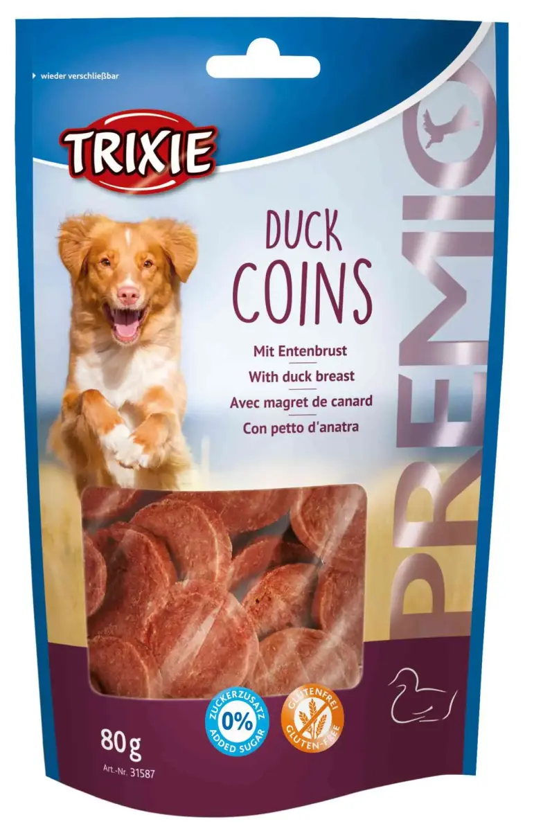 Gardums suņiem : Trixie Premio Duck Coins, 80 g.