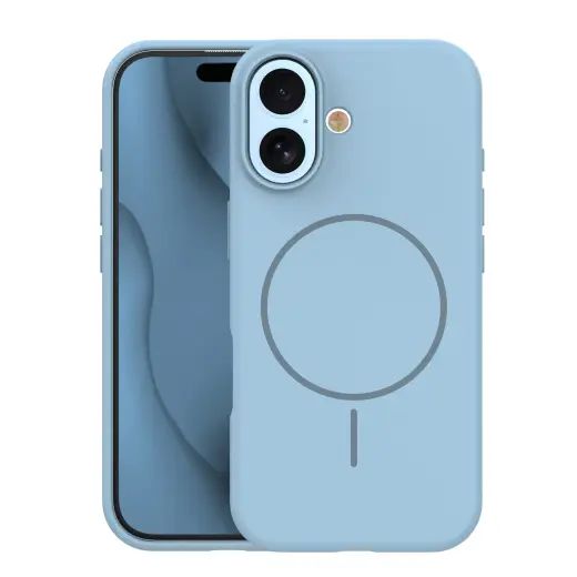 Silicone Thin Mag maciņš ar MagSafe atbalstu telefonam iPhone 17 zils