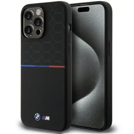 BMW BMHMP15X22SMPK iPhone 15 Pro Max 6.7" czarny|black hardcase M Silicone Pattern MagSafe