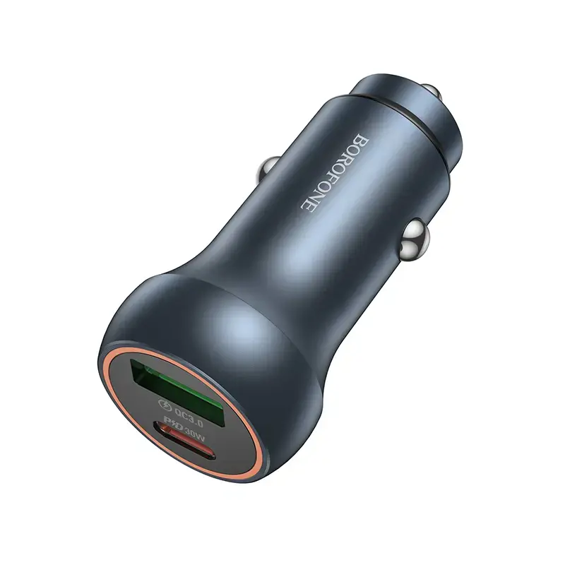 Borofone Car charger BZ32B Fresh - USB + Type C - QC 3.0 PD 48W grey