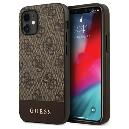 Guess GUHCP12SG4GLBR iPhone 12 mini 5,4" brązowy|brown hardcase 4G Stripe Collection