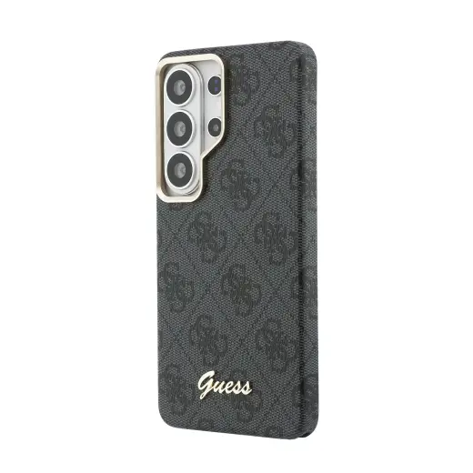 Guess PU 4G Script Metal Logo maciņš ar MagSafe atbalstu telefonam Samsung Galaxy S26 Ultra (S948) melns
