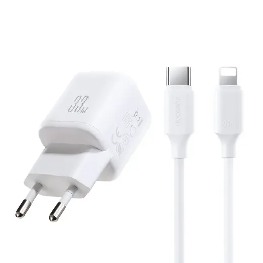 Joyroom JR-TG7 tīkla lādētājs | 33W | USB-A, USB-C | ar USB-C uz Lightning vadu komplektā | balts