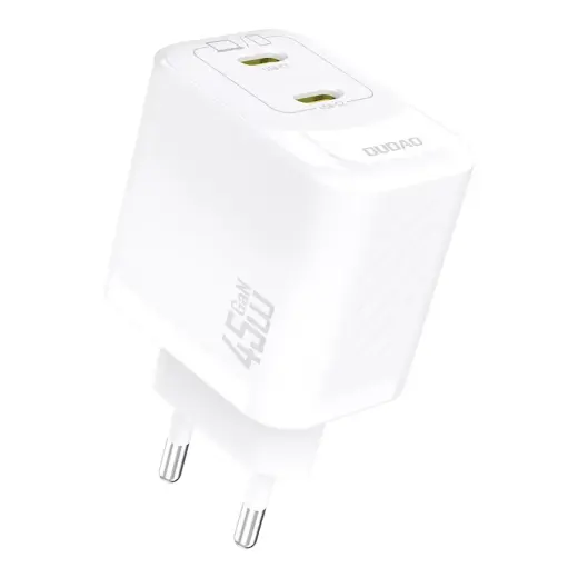 Dudao A28PEU kelioninis įkroviklis | 45W | PD, GaN | USB-C | baltas