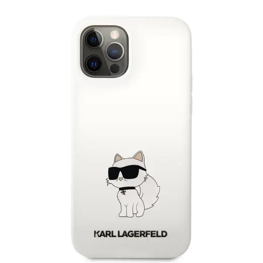Karl Lagerfeld Liquid Silicone Choupette NFT Case for iPhone 12|12 Pro White