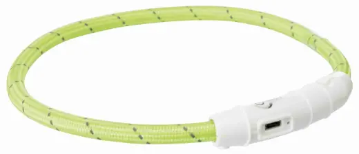 Atstarojoša kaklasiksna suņiem – Trixie Flash light ring USB, L–XL: 65 cm|ø 7 mm, green