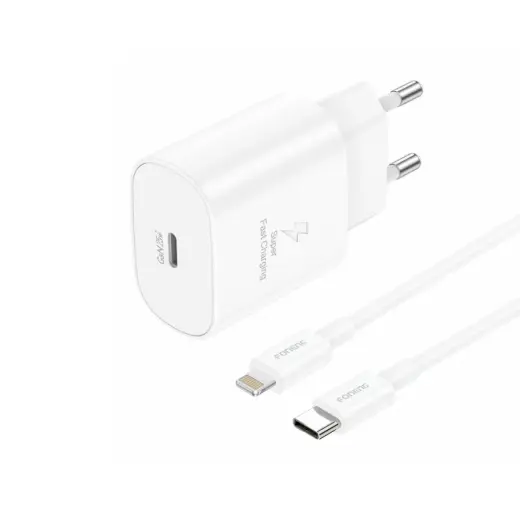 Foneng Wall charger EU51 GaN - Type C - PD 25W with Type C to Lightning cable white