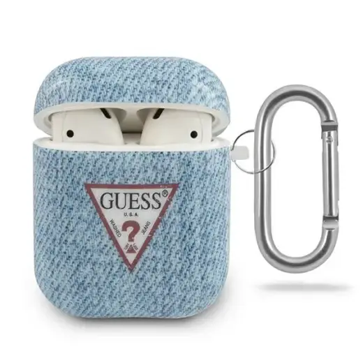 GUACA2TPUJULLB Guess Denim Triangle Case for Airpods 1|2 Light Blue