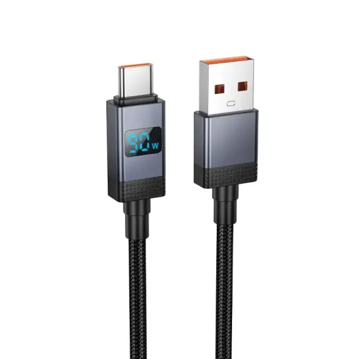 Hoco X118 провод для передачи данных и зарядки | USB-A на USB-C | 100W | с LED дисплеем | 1m | чёрный
