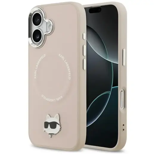 Karl Lagerfeld Choupette Pin MagSafe Case for iPhone 17 Pink
