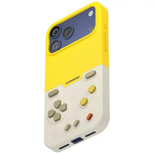 GAMEBABY phone case with controller for iPhone 17 Pro Max yellow