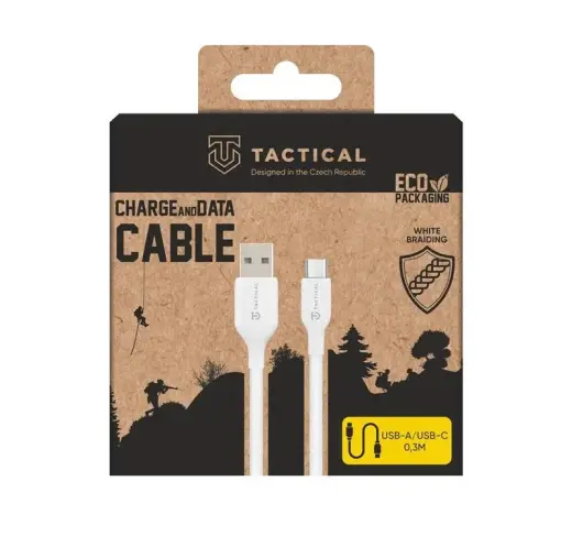 Tactical Stitch Thread duomenų perdavimo ir įkrovimo laidas | USB-A į USB-C | 0.3m | baltas