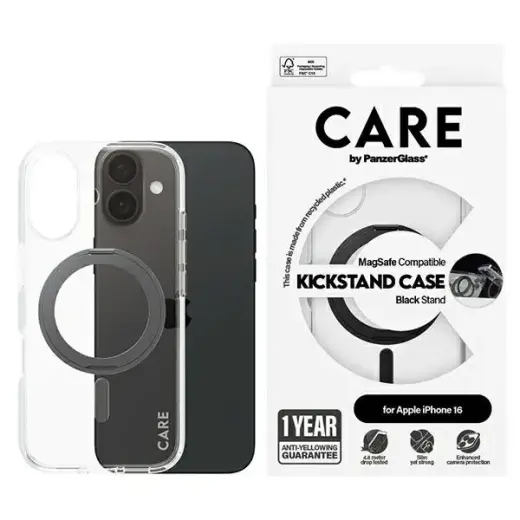 CARE by PanzerGlass Feature Kickstand Case iPhone 16 6,1" czarny|black MagSafe 1321