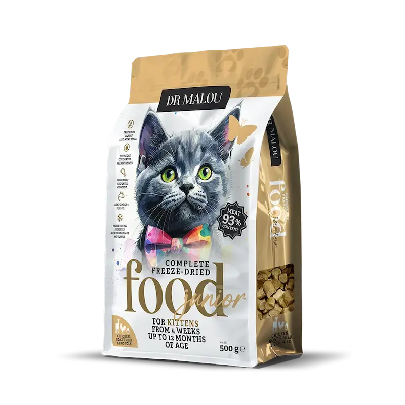 Liofilizēta barība kaķēniem - DR Malou, Kitten, Chicken with goat's milk and egg yolk, 500g