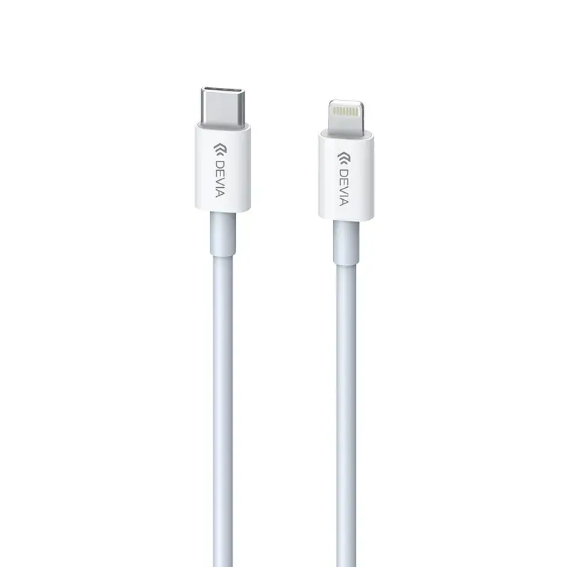 Devia Smart PD duomenų perdavimo ir įkrovimo laidas | USB-C į Lightning | 20W | baltas