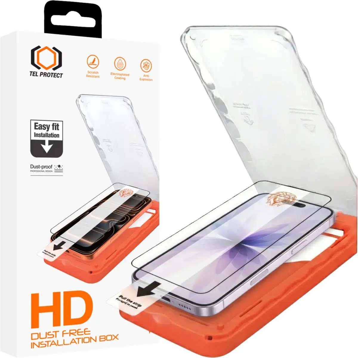 Tel Protect Dust-Free Easy Fit HD Titan Tempered Glass for Iphone 16 Pro/17 black