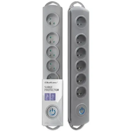Qoltec Surge protector | 6 sockets | 5m | Grey