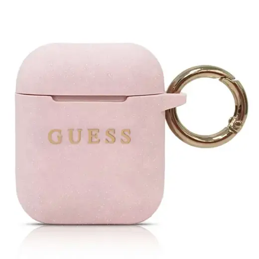 GUACCSILGLLP Guess Silicone Case for Airpods 1|2 Pink