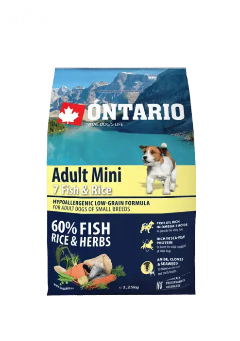 Сухой корм для собак - Ontario Dog Adult Mini Fish and Rice, 2,25 кг