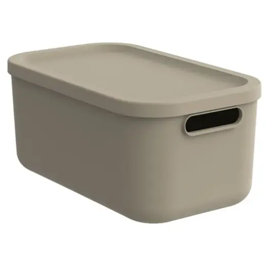 Storage box Albula 12L with lid, light brown