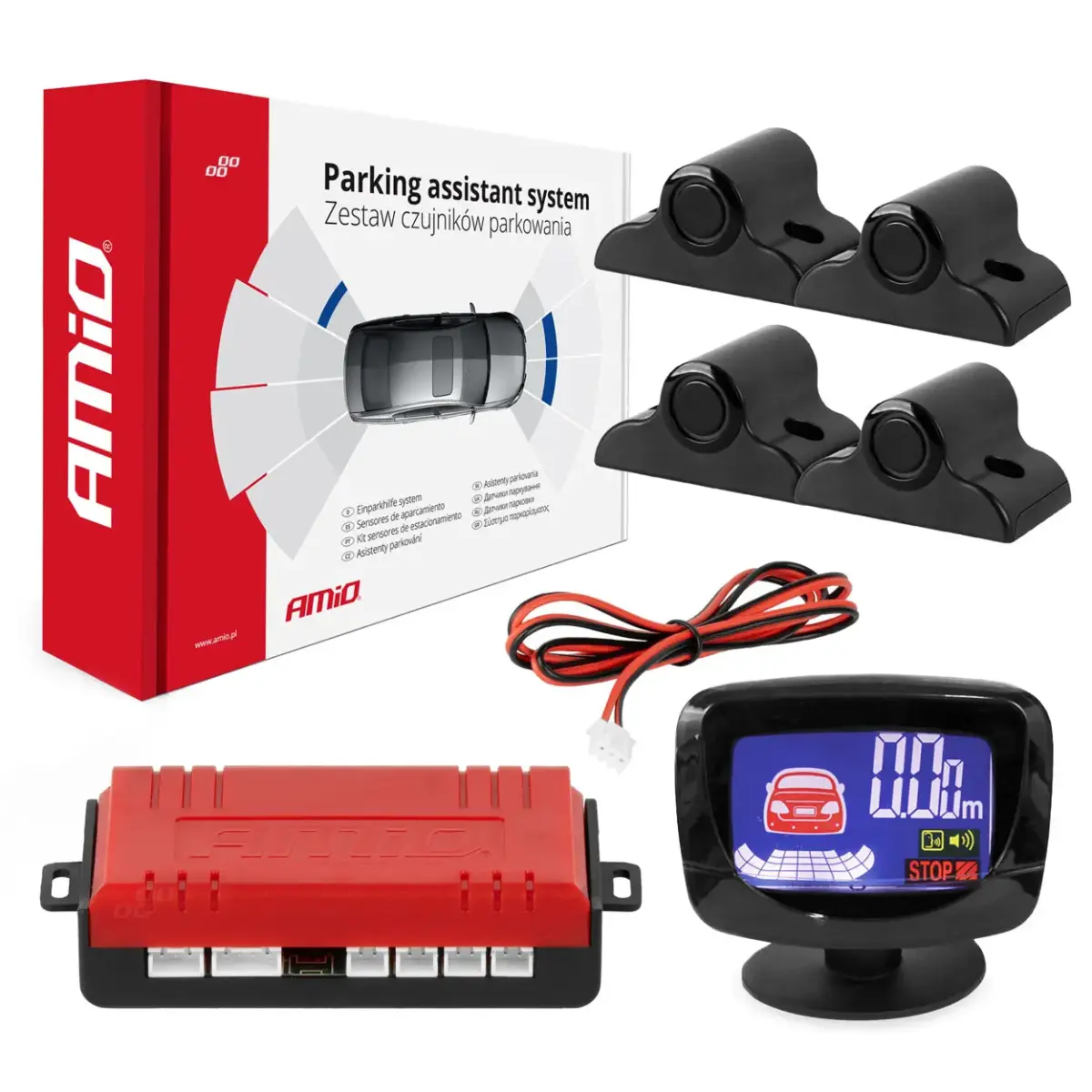 Parking assistant system LED-GRAF 4 sensor black TRUCK 19mm