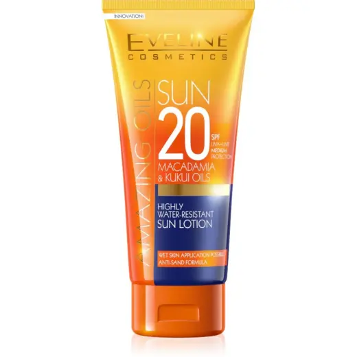 Eveline Cosmetics, Amazing Oils, Macadamia Oil, Nourishing, Sunscreen Lotion, SPF20, 200 ml