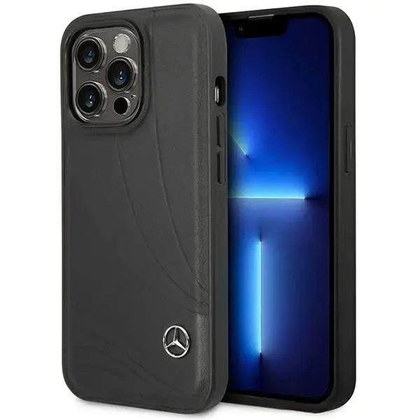 Mercedes MEHCP14L8ROLK iPhone 14 Pro 6,1" czarny|black hardcase Leather Wave Patern