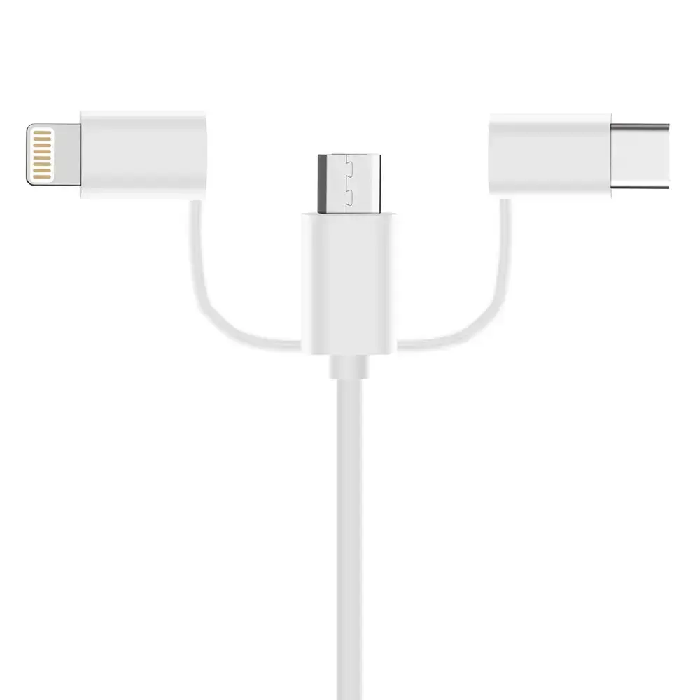 Fusion datu kabelis 3 vienā lightning | USB-C | mikro USB 1m balts