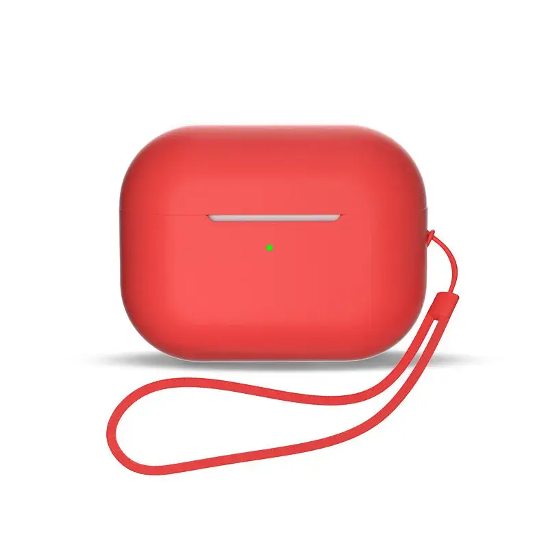 Silicone case for AirPods 3 + wrist strap lanyard - red