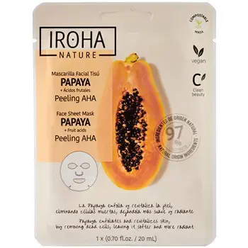 iroha Papaya Peeling AHA Face Sheet Mask - Peeling Face Mask 20ml