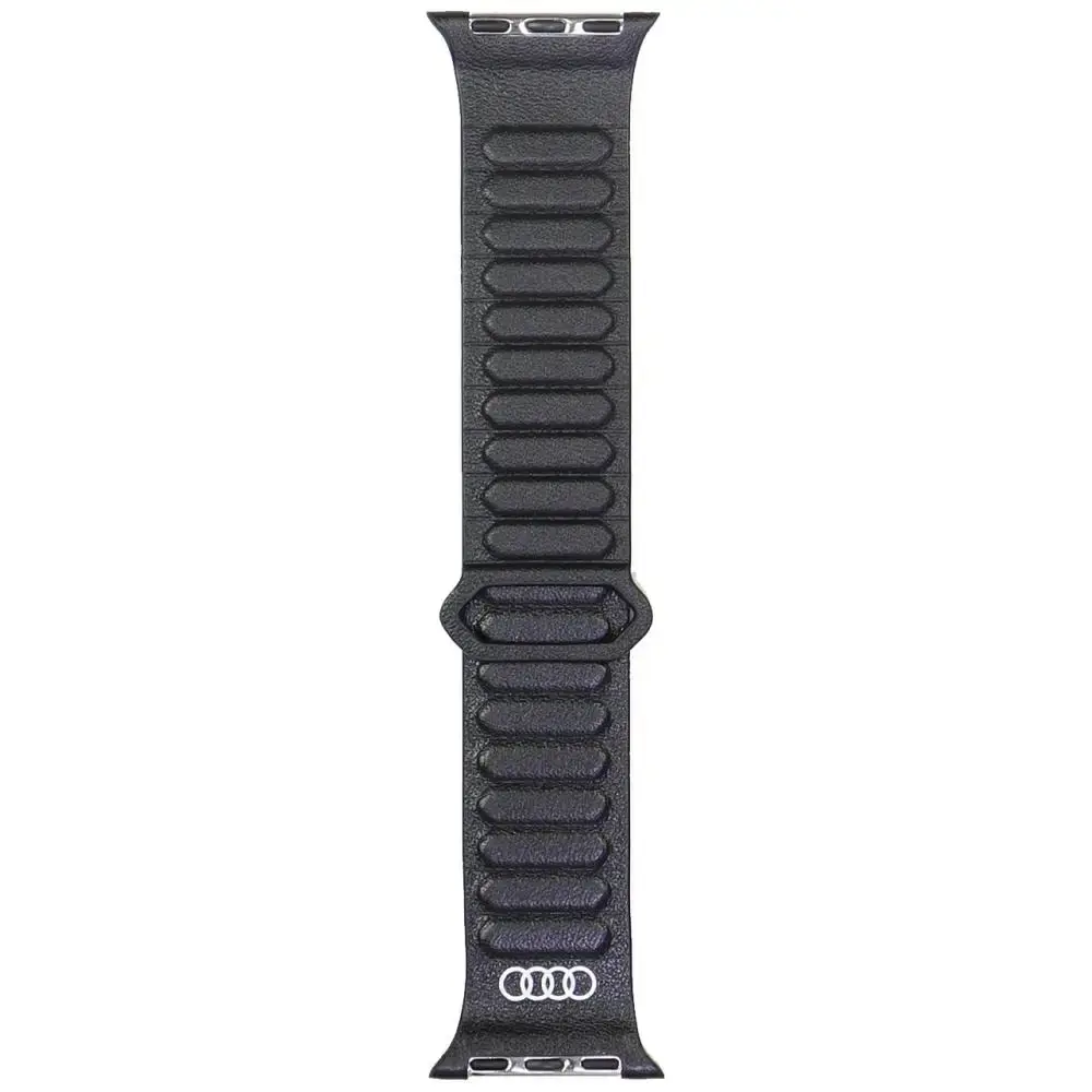 Audi Logo Genuine Leather Magnetic Ring Strap for Apple Watch 40 | 41 | 42 mm - Black