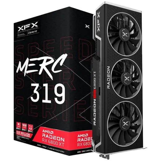 XFX Video Card AMD Radeon 6800XT MERC 319 16GB 256bit GDDR6, 2340, 16000, PCI-E 4, 2x DP, HDMI, USB-C, Triple Fan 3 slot