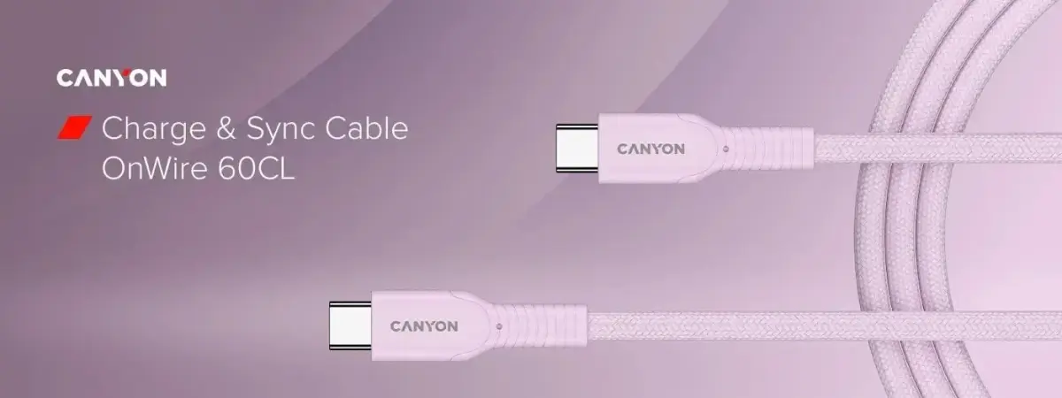 CANYON cable OnWire 60CL C-C 60W COLOR Braided 1m Pink 5291485018641