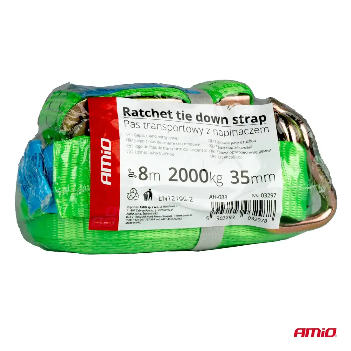 Ratchet tie down 2000kg 38mm 8m