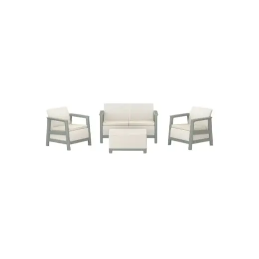 Dārza mēbeļu komplekts Scandi Linea 2 Seater Set oļu pelēks/salvijzaļa akmens tonī